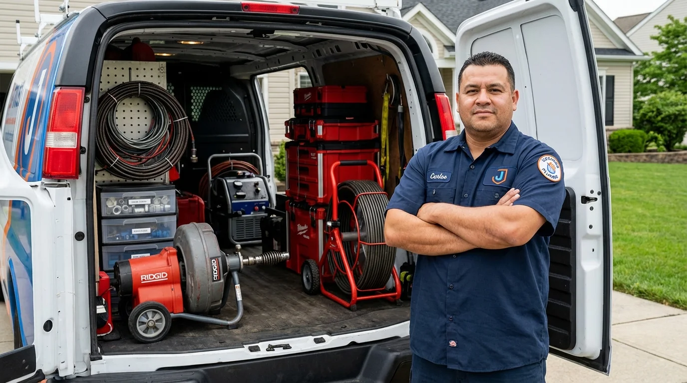 Professional drain cleaning equipment and Johns Plumbing LLC plumber in Attalla