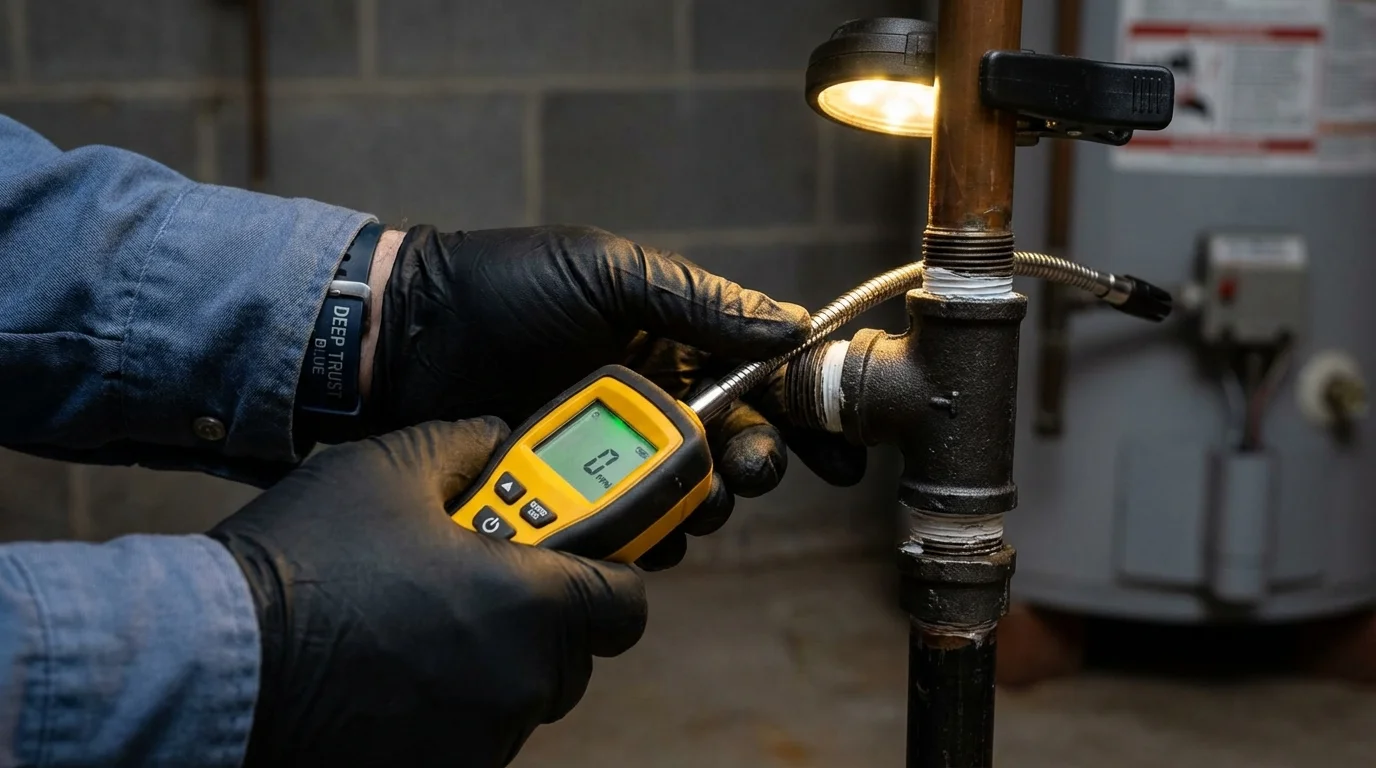 Gas leak detection with electronic sniffer by Johns Plumbing LLC in Attalla