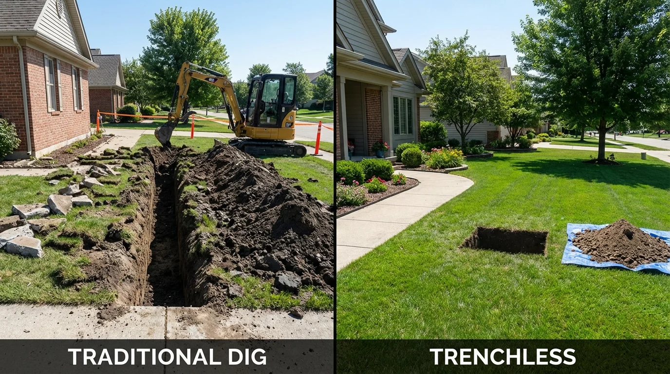 Trenchless sewer repair with minimal yard damage versus traditional excavation in Attalla, AL